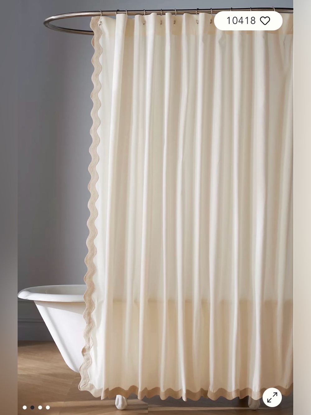 Maeve by Anthropologie Embroidered Scalloped Cotton Shower Curtain